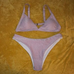 GLITTER pastel purple bikini set!